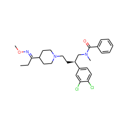 CC/C(=N\OC)C1CCN(CC[C@@H](CN(C)C(=O)c2ccccc2)c2ccc(Cl)c(Cl)c2)CC1 ZINC000029562266