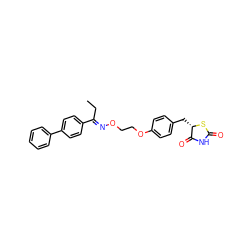 CC/C(=N\OCCOc1ccc(C[C@@H]2SC(=O)NC2=O)cc1)c1ccc(-c2ccccc2)cc1 ZINC000027203224