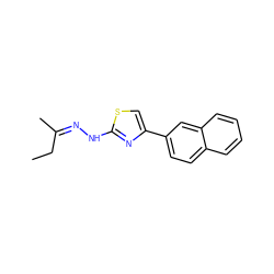 CC/C(C)=N\Nc1nc(-c2ccc3ccccc3c2)cs1 ZINC000005614169