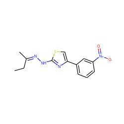 CC/C(C)=N\Nc1nc(-c2cccc([N+](=O)[O-])c2)cs1 ZINC000005614171