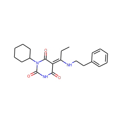 CC/C(NCCc1ccccc1)=C1/C(=O)NC(=O)N(C2CCCCC2)C1=O ZINC000005625189