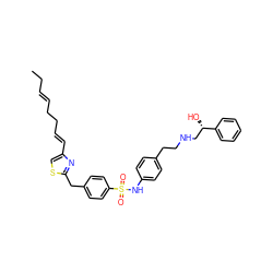 CC/C=C/CC/C=C/c1csc(Cc2ccc(S(=O)(=O)Nc3ccc(CCNC[C@H](O)c4ccccc4)cc3)cc2)n1 ZINC000028523591