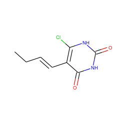 CC/C=C/c1c(Cl)[nH]c(=O)[nH]c1=O ZINC000014972781