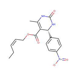 CC/C=C\COC(=O)C1=C(C)NC(=O)N[C@@H]1c1ccc([N+](=O)[O-])cc1 ZINC000036185154