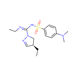 CC/N=C(/NS(=O)(=O)c1ccc(N(C)C)cc1)N1C[C@@H](CC)C=N1 ZINC000202426815