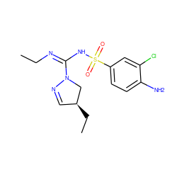 CC/N=C(/NS(=O)(=O)c1ccc(N)c(Cl)c1)N1C[C@@H](CC)C=N1 ZINC000141341828