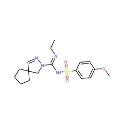 CC/N=C(/NS(=O)(=O)c1ccc(OC)cc1)N1CC2(C=N1)CCCC2 ZINC000653729193