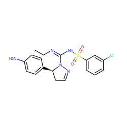 CC/N=C(/NS(=O)(=O)c1cccc(Cl)c1)N1N=CC[C@H]1c1ccc(N)cc1 ZINC000653726216