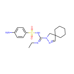 CC/N=C(\NS(=O)(=O)c1ccc(N)cc1)N1CC2(C=N1)CCCCC2 ZINC000145535643