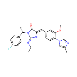 CC/N=C1\N/C(=C\c2ccc(-n3cnc(C)c3)c(OC)c2)C(=O)N1[C@@H](C)c1ccc(F)cc1 ZINC000058582574
