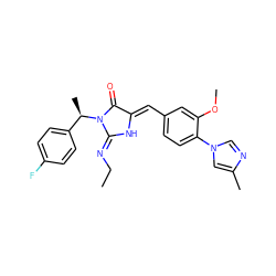 CC/N=C1\N/C(=C\c2ccc(-n3cnc(C)c3)c(OC)c2)C(=O)N1[C@H](C)c1ccc(F)cc1 ZINC000058650452