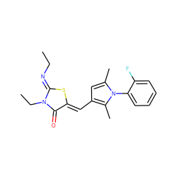 CC/N=C1\S/C(=C\c2cc(C)n(-c3ccccc3F)c2C)C(=O)N1CC ZINC000073139366