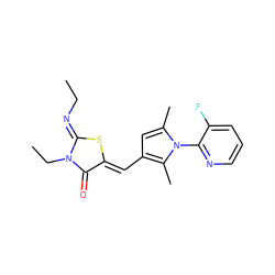 CC/N=C1\S/C(=C\c2cc(C)n(-c3ncccc3F)c2C)C(=O)N1CC ZINC000073141530