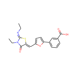 CC/N=C1\S/C(=C\c2ccc(-c3cccc(C(=O)O)c3)o2)C(=O)N1CC ZINC000015953257