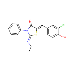 CC/N=C1\S/C(=C\c2ccc(O)c(Cl)c2)C(=O)N1c1ccccc1 ZINC000049110863