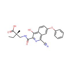 CC[C@@](C)(CNC(=O)c1nc(C#N)c2cc(Oc3ccccc3)ccc2c1O)C(=O)O ZINC000146748505
