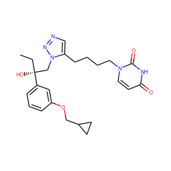 CC[C@@](O)(Cn1nncc1CCCCn1ccc(=O)[nH]c1=O)c1cccc(OCC2CC2)c1 ZINC000095555386