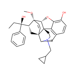 CC[C@@](O)(c1ccccc1)[C@H]1C[C@@]23C=C[C@]1(OC)[C@@H]1Oc4c(O)ccc5c4[C@@]12CCN(CC1CC1)[C@@H]3C5 ZINC000169338617