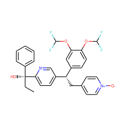 CC[C@@](O)(c1ccccc1)c1ccc([C@@H](Cc2cc[n+]([O-])cc2)c2ccc(OC(F)F)c(OC(F)F)c2)cn1 ZINC000029560491