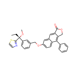 CC[C@@](OC)(c1cccc(COc2ccc3c(-c4ccccc4)c4c(cc3c2)C(=O)OC4)c1)c1nccs1 ZINC000013734568