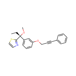 CC[C@@](OC)(c1cccc(OCC#Cc2ccccc2)c1)c1nccs1 ZINC000002013056