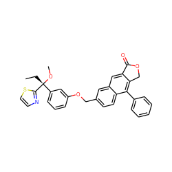 CC[C@@](OC)(c1cccc(OCc2ccc3c(-c4ccccc4)c4c(cc3c2)C(=O)OC4)c1)c1nccs1 ZINC000013734562