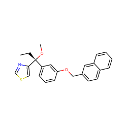 CC[C@@](OC)(c1cccc(OCc2ccc3ccccc3c2)c1)c1cscn1 ZINC000013733352