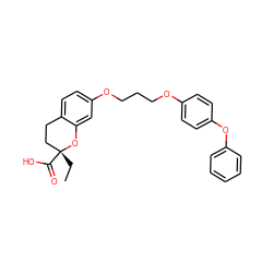 CC[C@@]1(C(=O)O)CCc2ccc(OCCCOc3ccc(Oc4ccccc4)cc3)cc2O1 ZINC000012358561