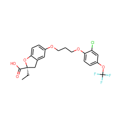 CC[C@@]1(C(=O)O)Cc2cc(OCCCOc3ccc(OC(F)(F)F)cc3Cl)ccc2O1 ZINC000013671825