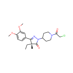 CC[C@@]1(C)C(=O)N(C2CCN(C(=O)CCl)CC2)N=C1c1ccc(OC)c(OC)c1 ZINC000113270825