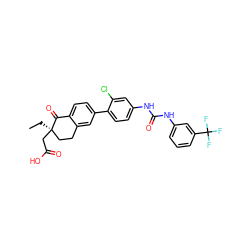 CC[C@@]1(CC(=O)O)CCc2cc(-c3ccc(NC(=O)Nc4cccc(C(F)(F)F)c4)cc3Cl)ccc2C1=O ZINC000146171132