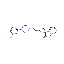 CC[C@@]1(CCCCN2CCN(c3cccc(OC)c3)CC2)C(=O)Nc2ccccc21 ZINC000029055355