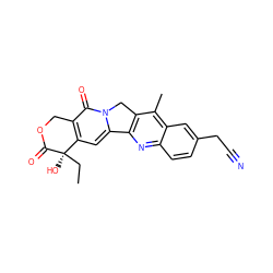 CC[C@@]1(O)C(=O)OCc2c1cc1n(c2=O)Cc2c-1nc1ccc(CC#N)cc1c2C ZINC000013649188