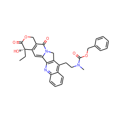 CC[C@@]1(O)C(=O)OCc2c1cc1n(c2=O)Cc2c-1nc1ccccc1c2CCN(C)C(=O)OCc1ccccc1 ZINC000026010942