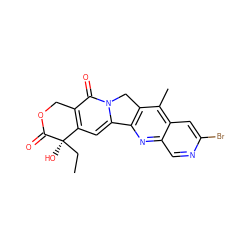 CC[C@@]1(O)C(=O)OCc2c1cc1n(c2=O)Cc2c-1nc1cnc(Br)cc1c2C ZINC000013740825