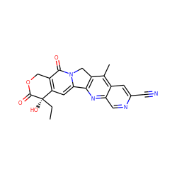 CC[C@@]1(O)C(=O)OCc2c1cc1n(c2=O)Cc2c-1nc1cnc(C#N)cc1c2C ZINC000013740827