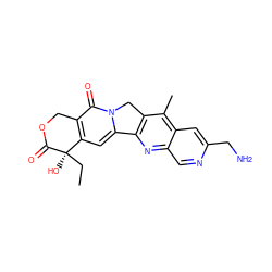 CC[C@@]1(O)C(=O)OCc2c1cc1n(c2=O)Cc2c-1nc1cnc(CN)cc1c2C ZINC000013740829