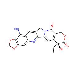 CC[C@@]1(O)C(=O)OCc2c1cc1n(c2=O)Cc2cc3c(N)c4c(cc3nc2-1)OCO4 ZINC000000586527