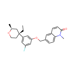 CC[C@@]1(c2cc(F)cc(OCc3ccc4c(ccc(=O)n4C)c3)c2)CCO[C@@H](C)C1 ZINC000003804789