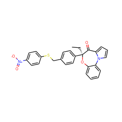 CC[C@@]1(c2ccc(CSc3ccc([N+](=O)[O-])cc3)cc2)Oc2ccccc2-n2cccc2C1=O ZINC000066111615