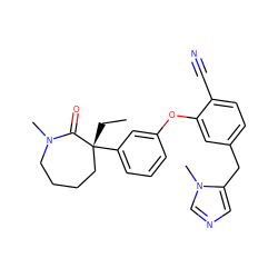 CC[C@@]1(c2cccc(Oc3cc(Cc4cncn4C)ccc3C#N)c2)CCCCN(C)C1=O ZINC000013523477