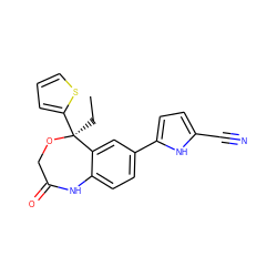 CC[C@@]1(c2cccs2)OCC(=O)Nc2ccc(-c3ccc(C#N)[nH]3)cc21 ZINC000040952117