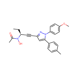 CC[C@@H](C#Cc1cc(-c2ccc(C)cc2)n(-c2ccc(OC)cc2)n1)N(O)C(C)=O ZINC000028107358