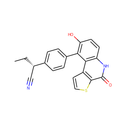 CC[C@@H](C#N)c1ccc(-c2c(O)ccc3[nH]c(=O)c4sccc4c23)cc1 ZINC000165201333