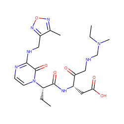 CC[C@@H](C(=O)N[C@@H](CC(=O)O)C(=O)CNCN(C)CC)n1ccnc(NCc2nonc2C)c1=O ZINC000028137525