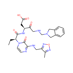 CC[C@@H](C(=O)N[C@@H](CC(=O)O)C(=O)CNCN1Cc2ccccc2C1)n1ccnc(NCc2nonc2C)c1=O ZINC000028132747