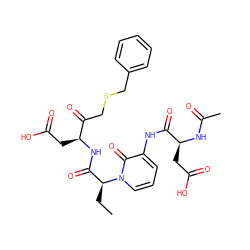 CC[C@@H](C(=O)N[C@@H](CC(=O)O)C(=O)CSCc1ccccc1)n1cccc(NC(=O)[C@H](CC(=O)O)NC(C)=O)c1=O ZINC000028128735