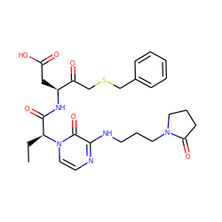 CC[C@@H](C(=O)N[C@@H](CC(=O)O)C(=O)CSCc1ccccc1)n1ccnc(NCCCN2CCCC2=O)c1=O ZINC000003932931