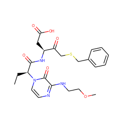 CC[C@@H](C(=O)N[C@@H](CC(=O)O)C(=O)CSCc1ccccc1)n1ccnc(NCCOC)c1=O ZINC000028128302