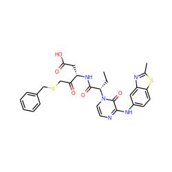 CC[C@@H](C(=O)N[C@@H](CC(=O)O)C(=O)CSCc1ccccc1)n1ccnc(Nc2ccc3sc(C)nc3c2)c1=O ZINC000028132732